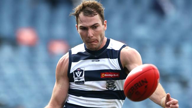 Jackson Thurlow playing for the Cats’ VFL team. Picture: Mike Dugdale