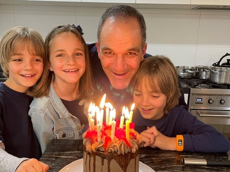 Business NSW chief executive Dan Hunter with his triplets. Picture: Supplied