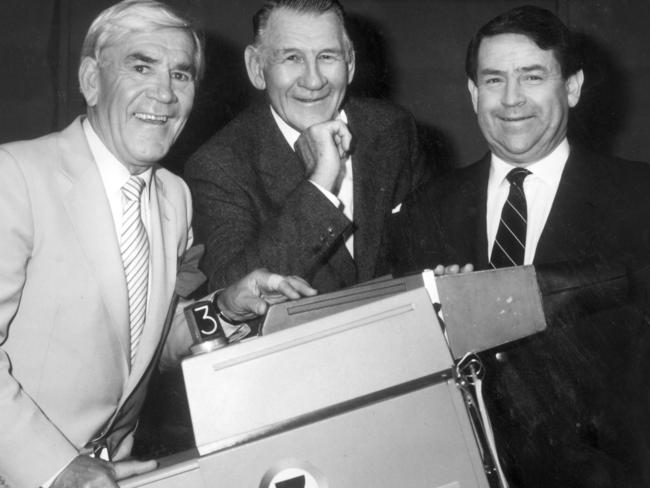 Lou Richards, Jack Dyer and Ron Casey. Picture: HWT Library