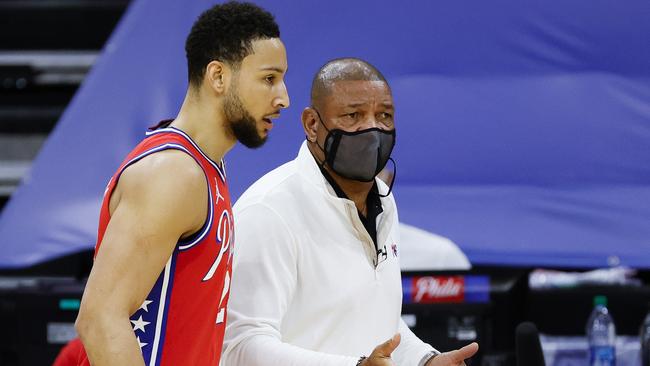 Coach Doc Rivers has challenged Simmons and the 76ers playing group. Picture: Tim Nwachukwu/Getty Images