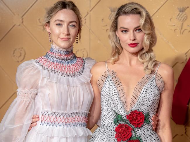 Saoirse Ronan and Margot Robbie attend the World Premiere of "Mary Queen of Scots" in London, England. Picture: Chris J Ratcliffe/Getty Images