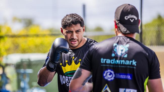 Cowboys star Jason Taumalolo gets ready for his boxing debut next month in Townsville.