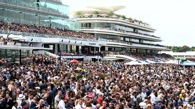 A big crowd watches on during the 2019 Melbourne Cup. Picture: Getty