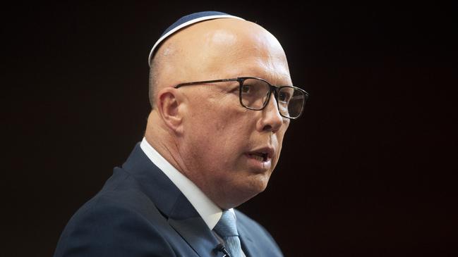 Federal Opposition Leader Peter Dutton at the Sky News anti-Semitism summit in Sydney on Thursday. Picture: NewsWire / Jeremy Piper