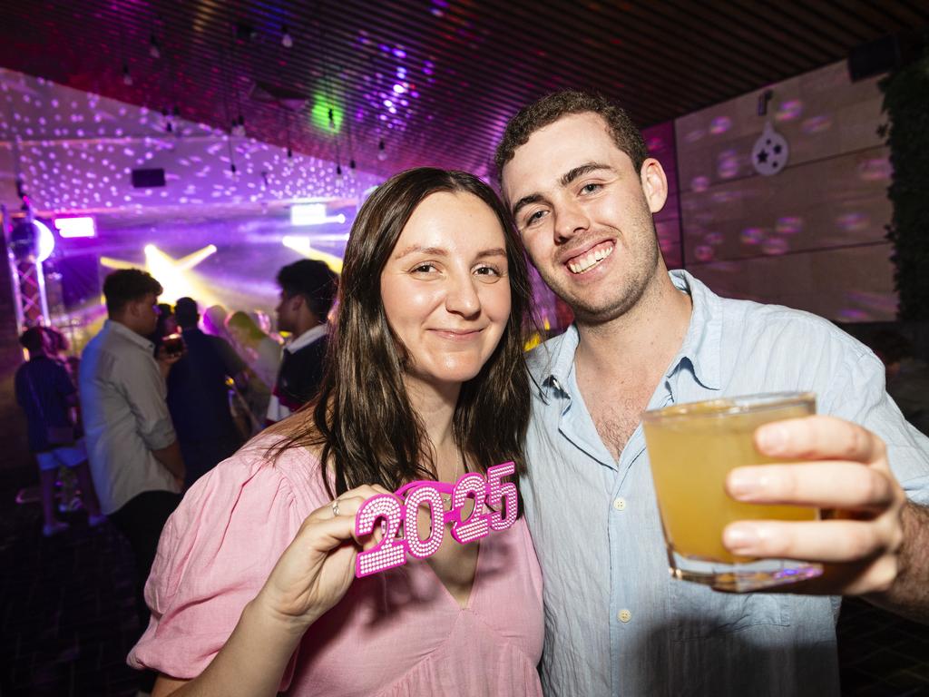 An-Rieta Owen and Luke Neale celebrate New Year's Eve at Fitzy's, Tuesday, December 31, 2024. Picture: Kevin Farmer