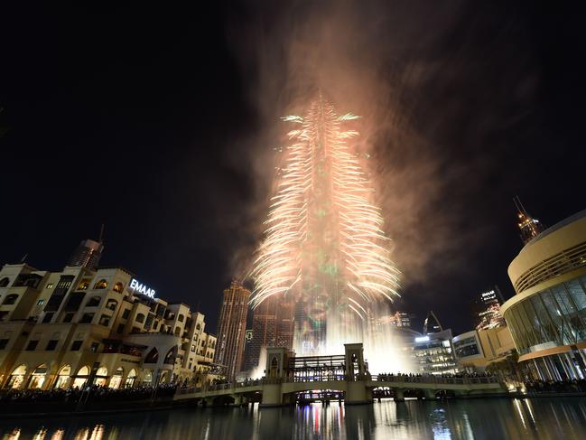 Fireworks explode at the Burj Khalifah, the world’s tallest building, on New Year's Eve to welcome 2020 in Dubai. Picture: AFP