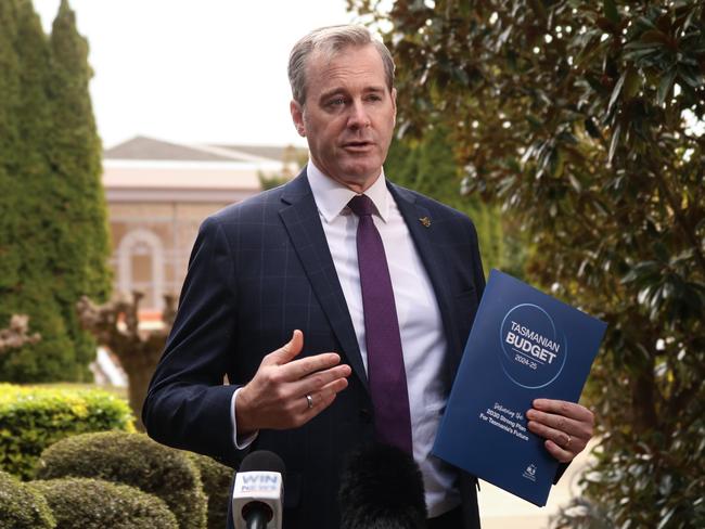 Treasurer, Michael Ferguson discusses the 2024-25 Tasmanian Budget at the Country Club Tasmania in Launceston. Picture: Stephanie Dalton