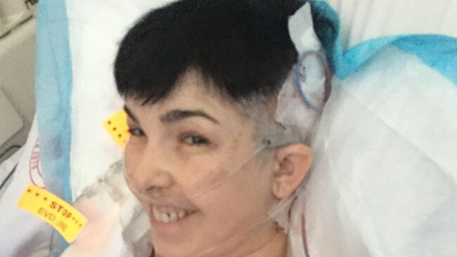 Catherine Mundy in hospital after her surgery. Picture – contributed.