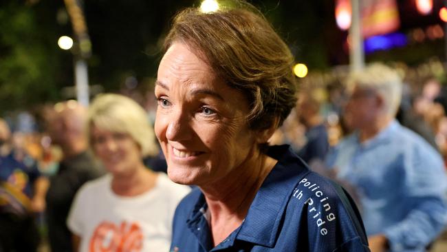 Police Commissioner Karen Webb marched in the 2024 Sydney Gay and Lesbian Mardi Gras Parade. Picture: NewsWire / Damian Shaw