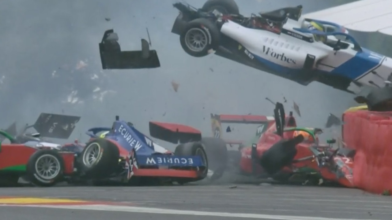 Cars were sent flying in a horror crash during the W Series qualifying. Source: SBS