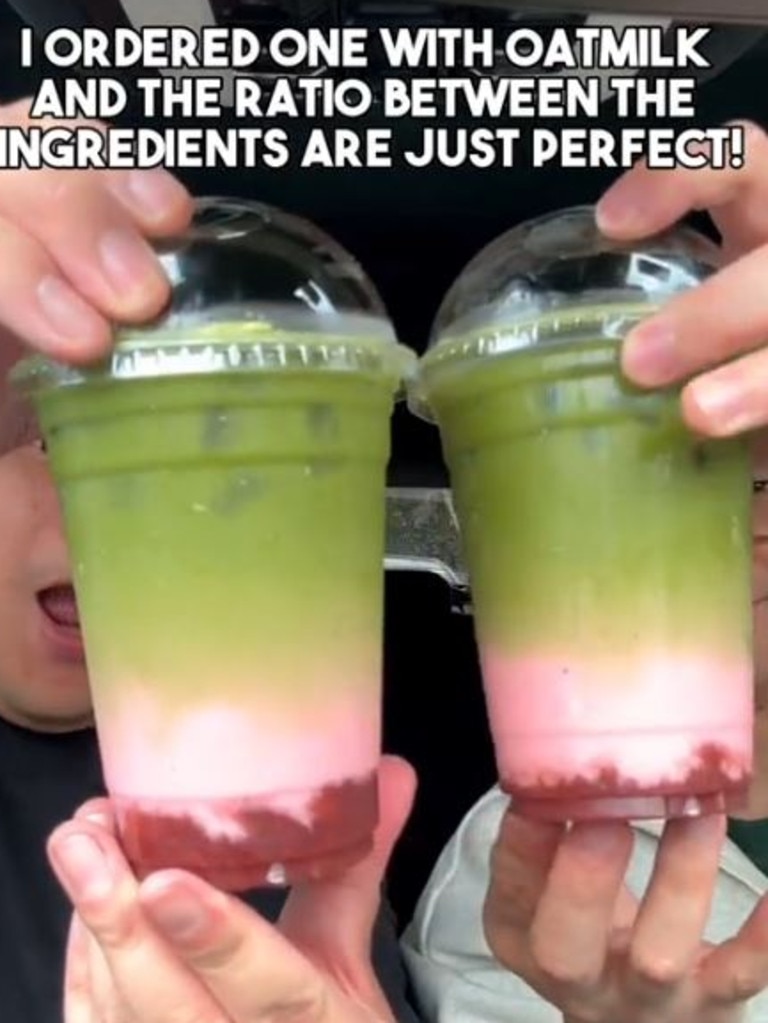 Strawberry matcha went viral online this year. Picture: TikTok/@placesinsydney