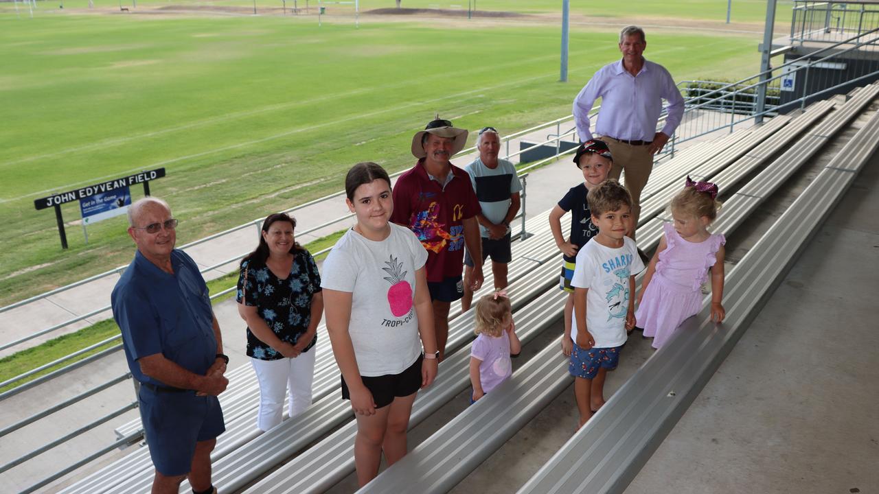 Member for Lockyer Jim McDonald with kids and committee members at the Laidley Recreational Reserve. Photo: Supplied