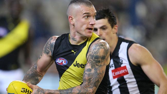 Dustin Martin dominated with 38 disposals and two goals. Picture: Michael Klein