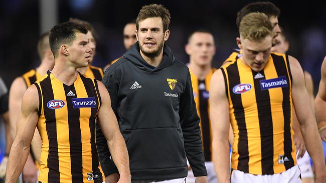 Grant Birchall’s future at Hawthorn is uncertain. Picture: AAP Images