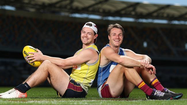 Brisbane Lions Lachie Neale and Lincoln McCarthy. Pic Peter Wallis