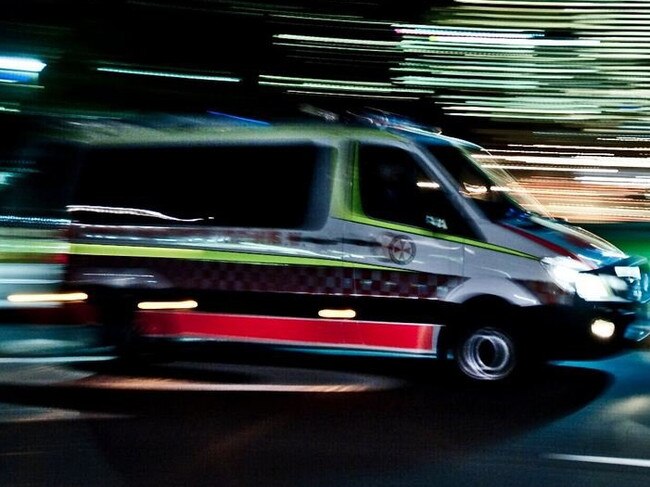 Ambulance night lights, QAS ambos paramedics stock image