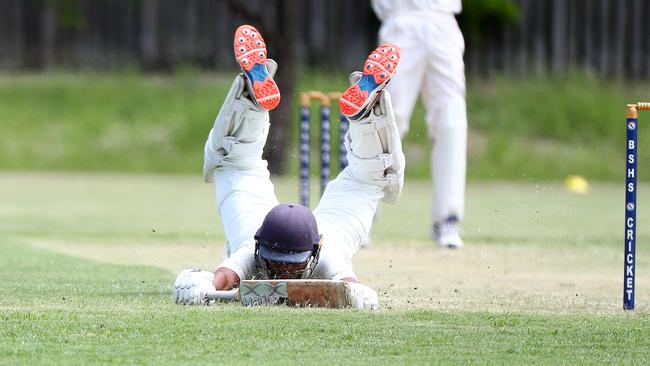 Brisbane State High School’s Aaron Joby was again the rock of the BSHS innings. Picture: Tertius Pickard