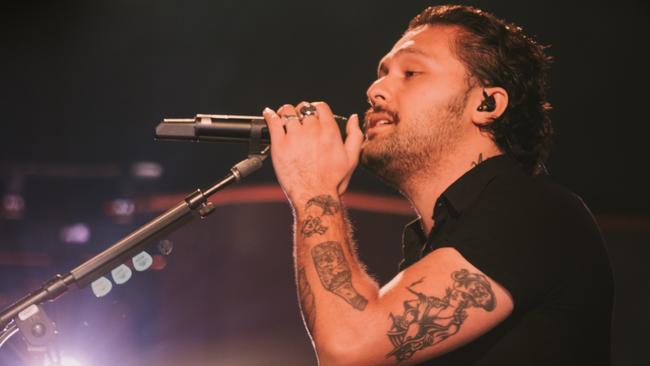 Gang Of Youths frontman Dave Le'aupepe was in captivating form at the band's recording of MTV Unplugged Melbourne last night. Picture: JAY WENNINGTON