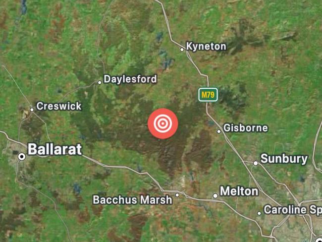 A magnitude 3.0 earthquake was felt at 10:45am in the Lerderderg State Park north of Melbourne. Picture: Supplied/Seismology Research Centre.