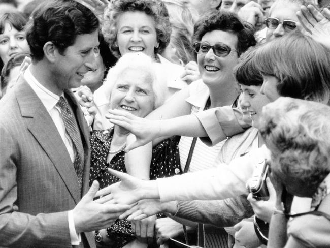 Meeting crowds of fans on King William Street, Adelaide, April 1981.