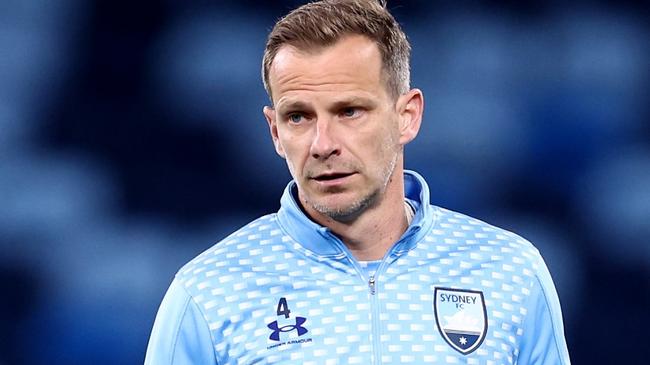 SYDNEY, AUSTRALIA - MAY 12:  Alex Wilkinson of Sydney FC warms up before the first leg of the A-League Men's Semi Final between Sydney FC and Melbourne City at Allianz Stadium, on May 12, 2023, in Sydney, Australia. (Photo by Matt King/Getty Images)