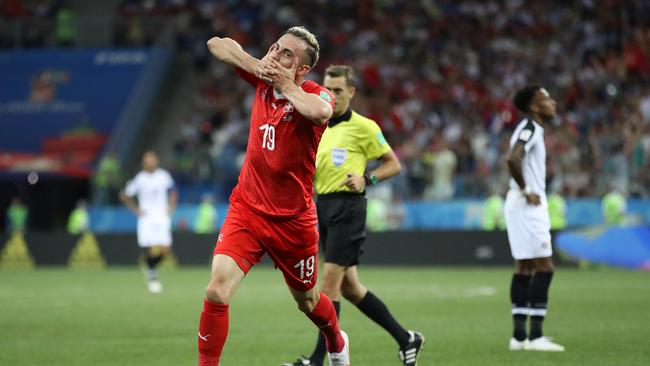 Josip Drmic of Switzerland celebrates (Photo by Clive Mason/Getty Images)