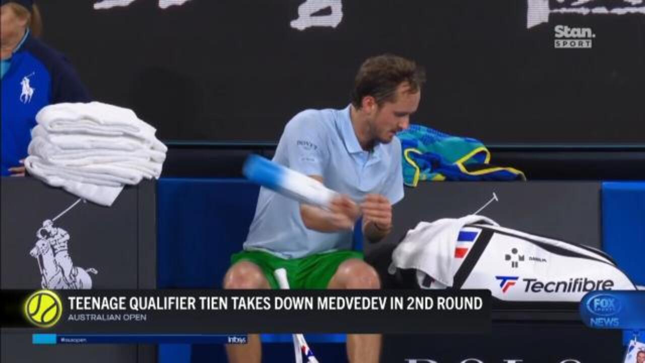 Medvedev knocked out by teenager Tien