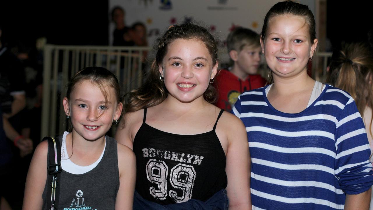 Abby Kliemdienst, Adriana Petroceitto and Emma Brannigan at Stanthorpe Blue Light Disco on Friday, March 24.