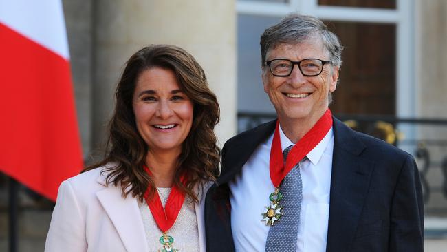 Bill and Melinda Gates pose in front of the Elysee Palace after receiving the Commander of the Legion of Honour in 2017. Picture; Getty Images.