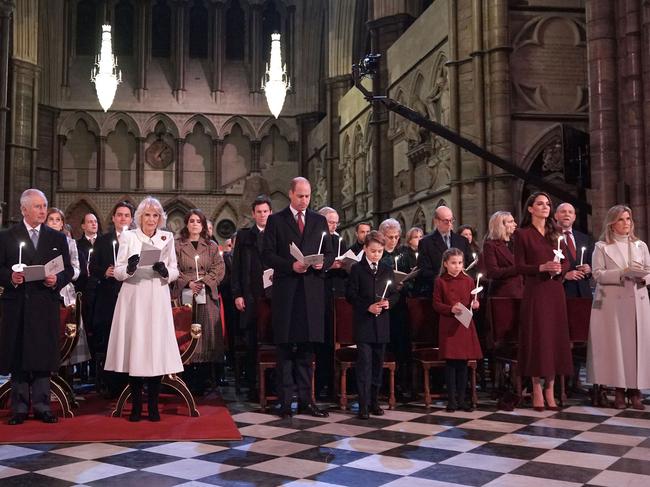 The royal family at the service. Picture: AFP