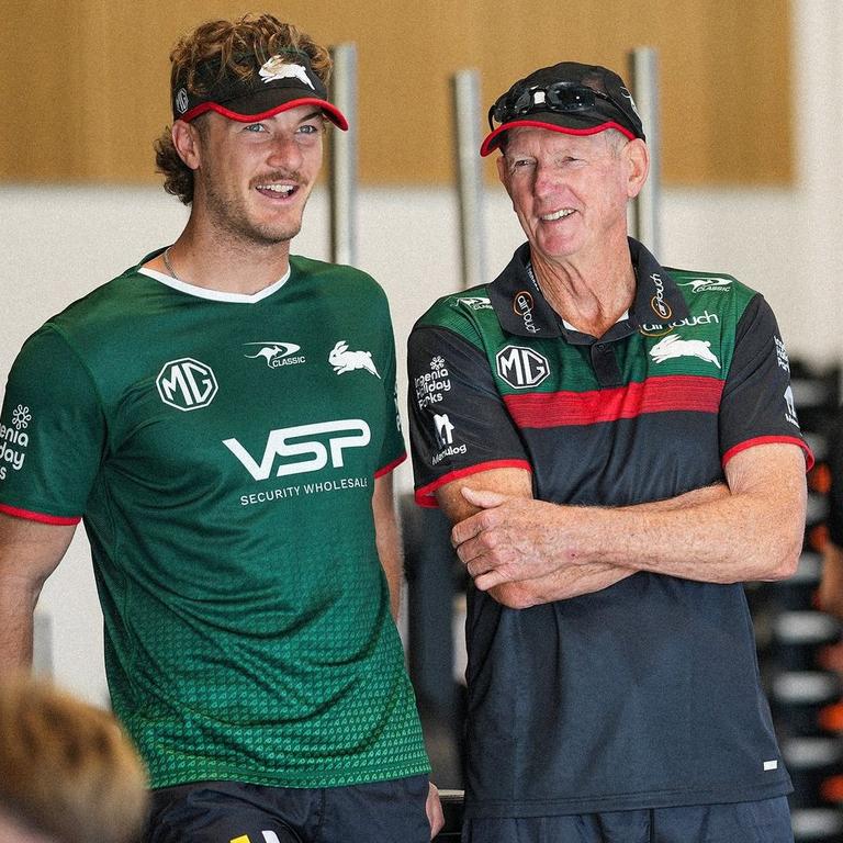 Bennett with Campbell Graham, who is on the comeback from injury. Picture: Instagram/@ssfcrabbitohs