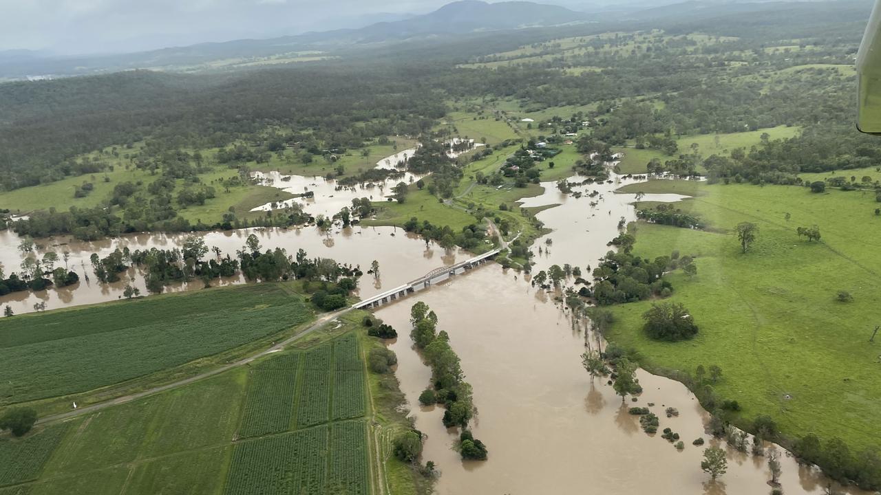 Photos of flooding around Gympie captured by Paul McKeown, chief pilot Wide Bay Air Charter.