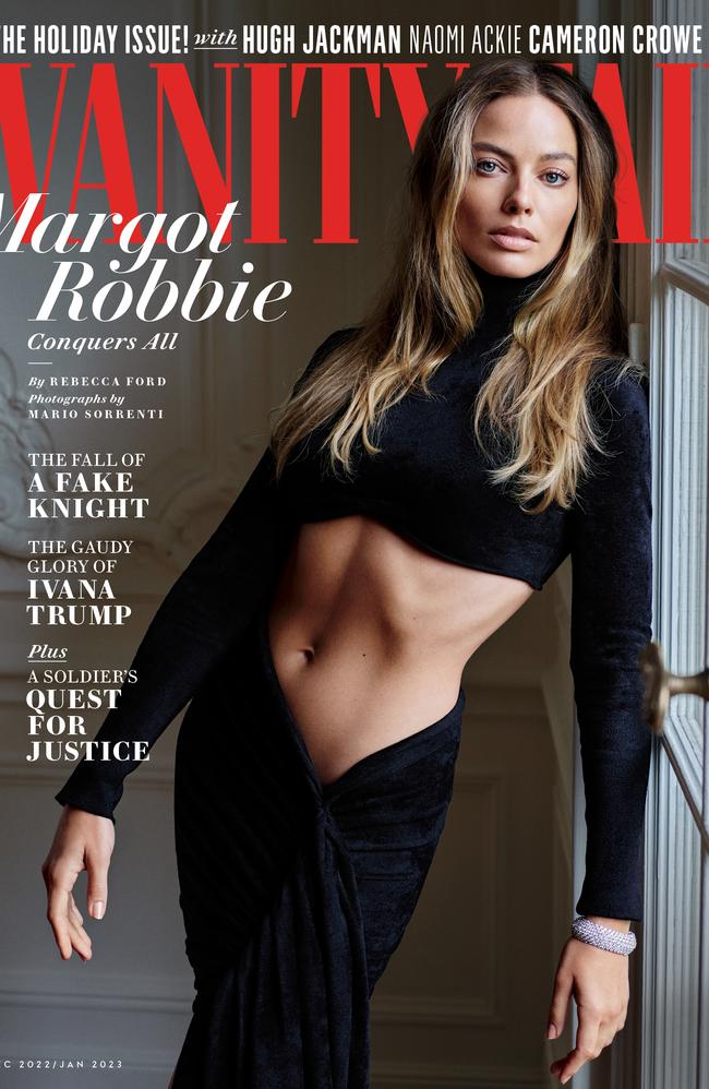 Margot Robbie on the Vanity Fair December 2022 cover. Picture: Mario Sorrenti for Vanity Fair in Paris on September 23.