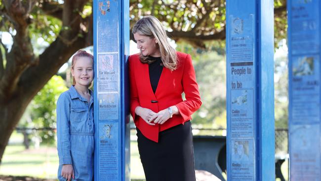 Nine-year-old Malia Knox with Attorney-General and Women's Minister Shannon Fentiman at Grange. Picture: Tara Croser.