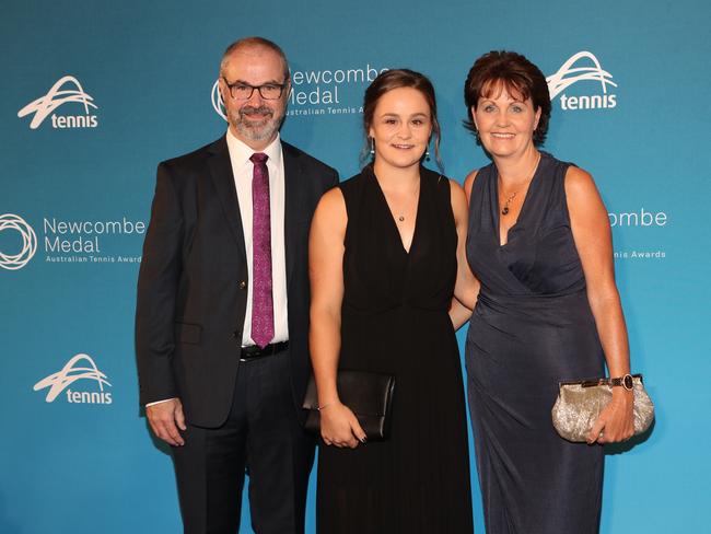 Ashleigh Barty with her parents Robert and Josie. Picture: AAP