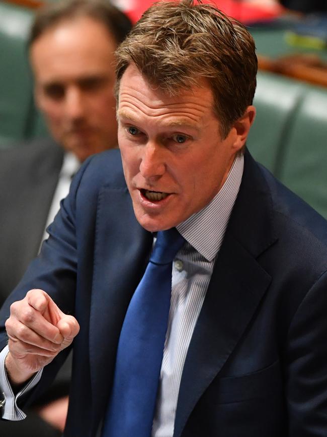 Attorney-General Christian Porter on the attack in Question Time. Picture: AAP