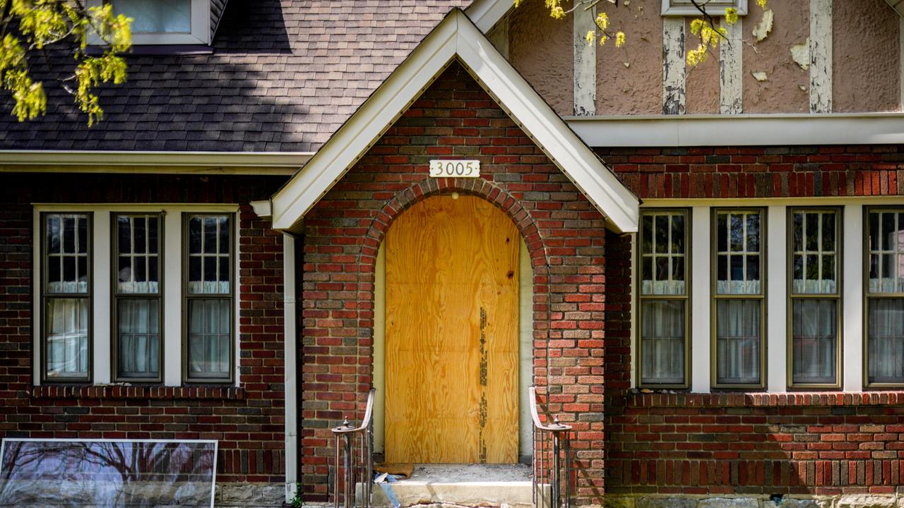 The boarded up Nashville home of Audrey Hale after it was raided by police. Picture: Benjamin Hendren/NY Post/Zuma/Australscope