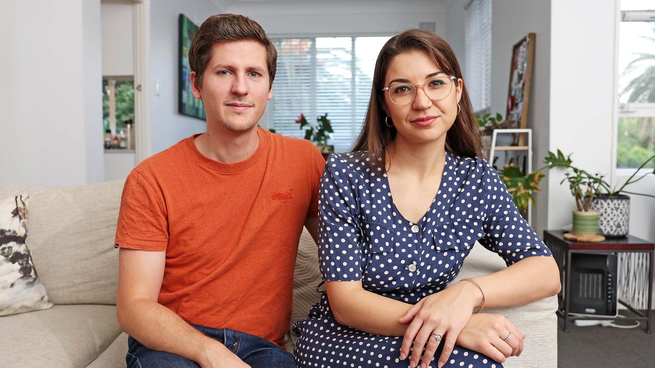 Renters Lauren Perry and her husband Jason, have been booted out of their rental properties twice now with no grounds. Picture: Tim Hunter.