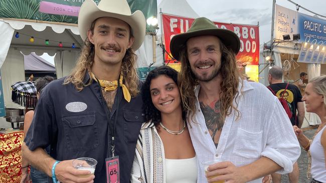 Ross Weightsmen, Andresa Pedroso and Reece Tocker at Bluesfest 2023. Picture: Savannah Pocock