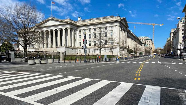 The US Treasury Department in Washington was one of the government departments to fall victim to the SolarWinds hack. Picture: AFP