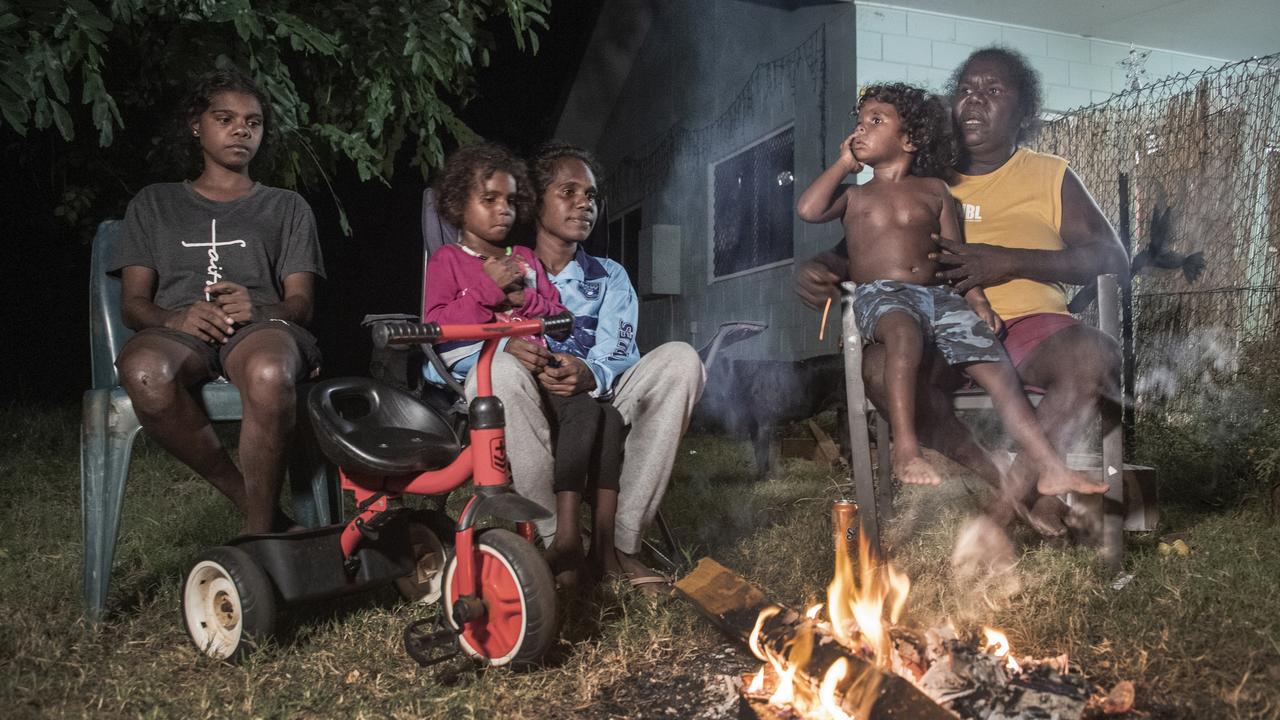 The Loogatha family yarn around the fire. Photo: Brian Cassey