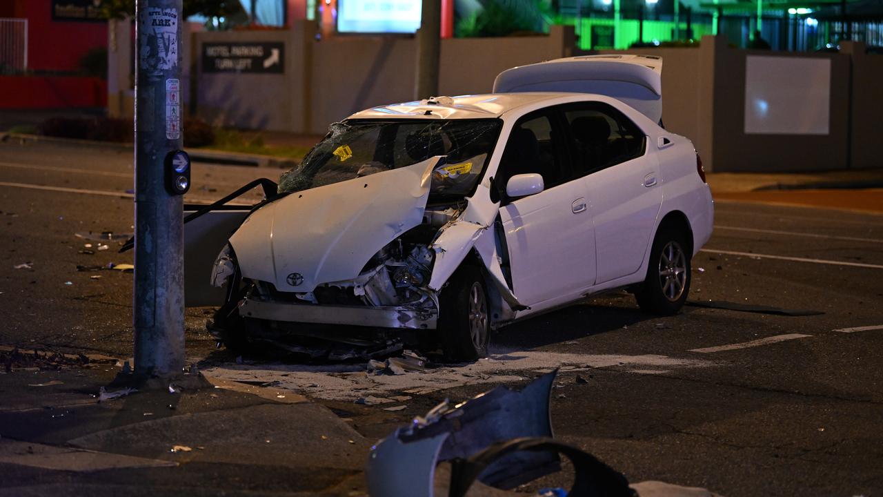 MacMahon’s Toyota at the scene of the crash. Picture: Lyndon Mechielsen