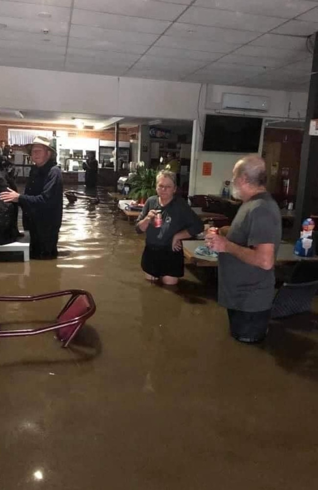 Telegraph Point Sports and Recreation Club patrons in NSW continue to drink despite the floodwaters. Picture: Kellie Morley's Facebook Page