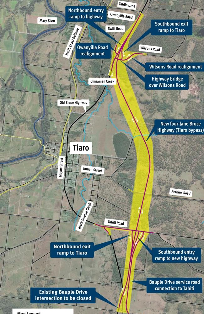 The four-lane Tiaro Bypass was among hundreds of projects reviewed by the federal government which are now under a cloud amid revelations the government is considering axing some of the works to fight inflation. Picture: TMR