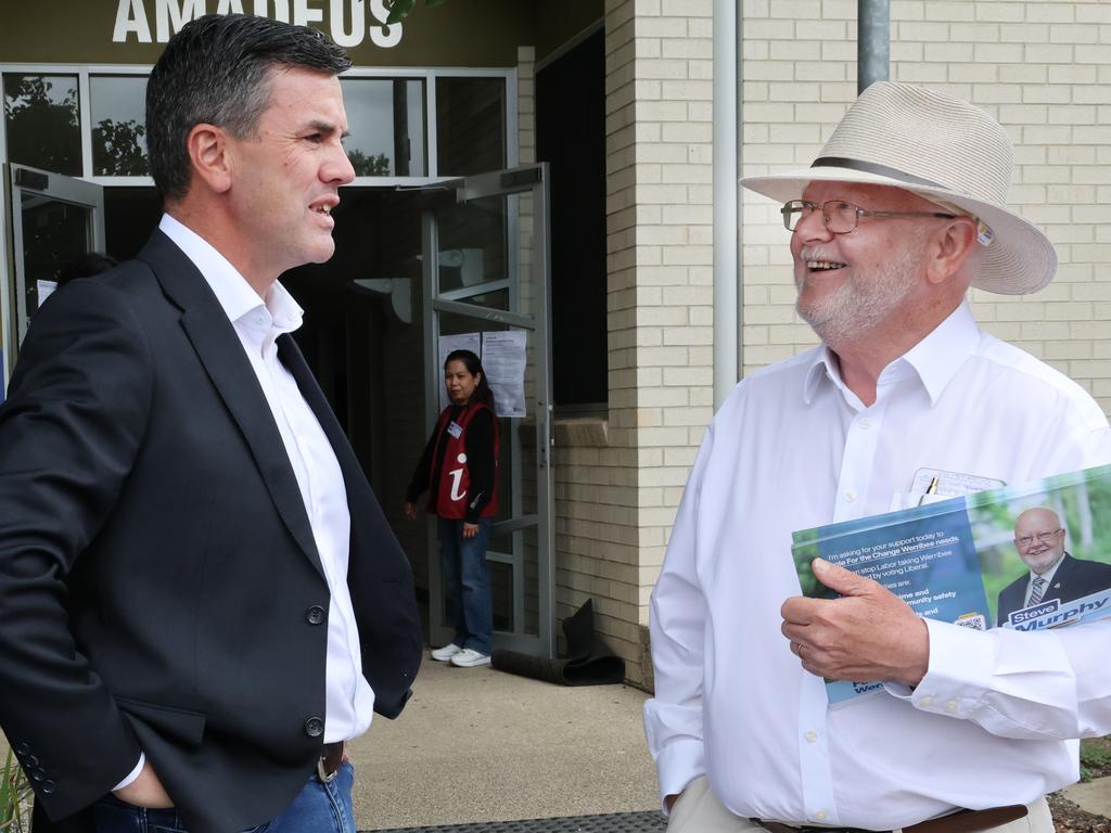 Opposition Leader Brad Battin with Liberal candidate Steve Murphy. Picture: David Crosling