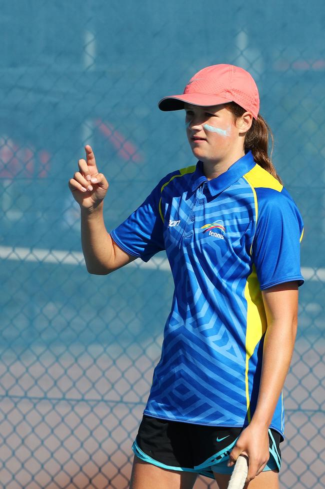 Action from the International Tennis Federation junior tournament at KDV on the Gold Coast. Picture: Tertius Pickard