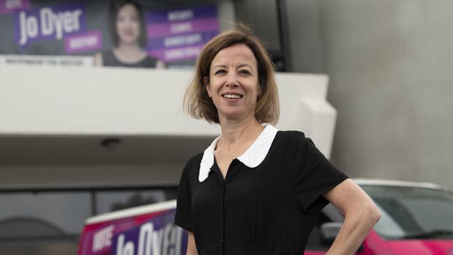 Jo Dyer outside her campaign office in Kingswood. Picture: Naomi Jellicoe