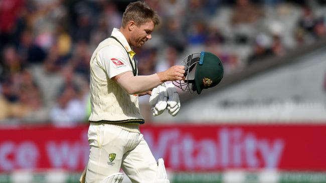 David Warner is enduring a horror Ashes series. Picture: AFP