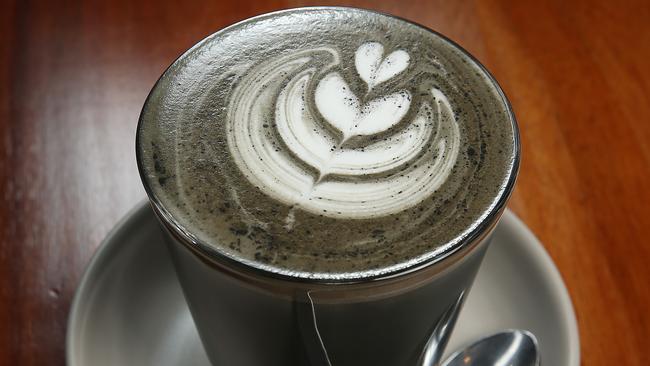 Second Chapter sells its signature activated charcoal latte.