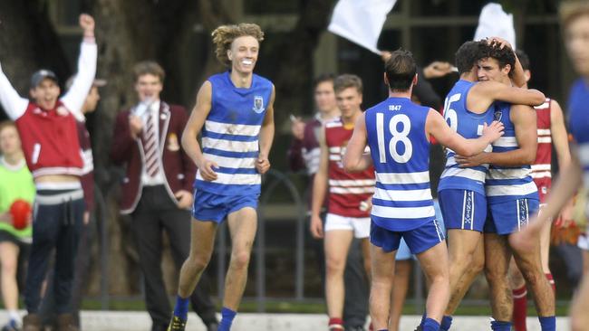 St Peter's, pictured celebrating against PAC earlier in the year, is beginning to show its strength. Picture: AAP/Dean Martin